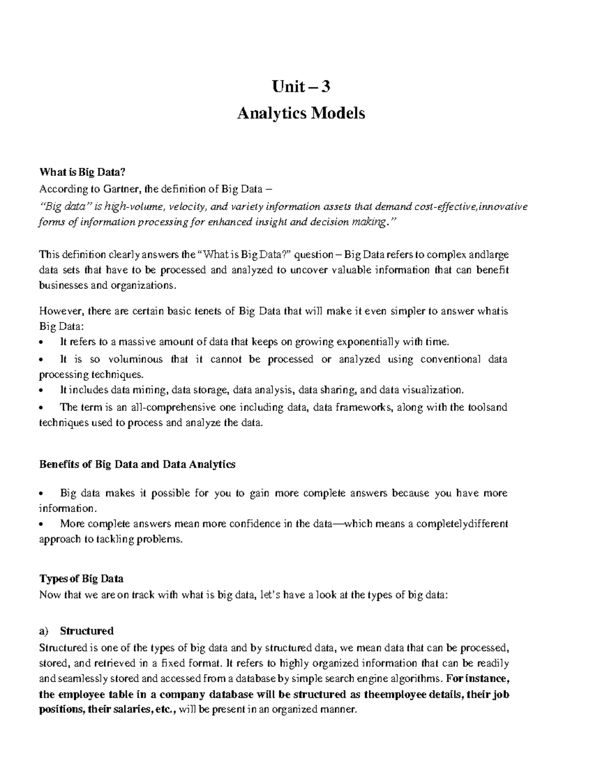 Unit 3 Notes 2 - Supply chain management - Unit – 3 Analytics Models ...