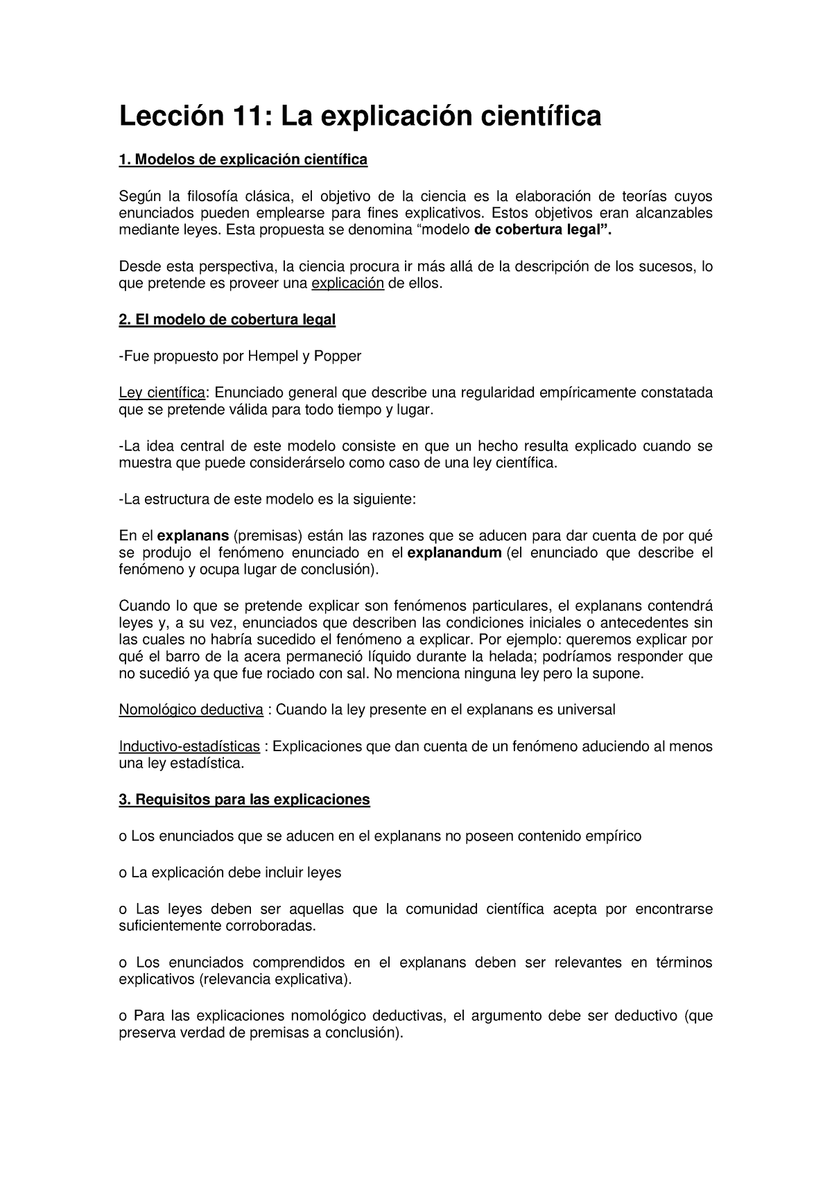 Modelos De Explicación Científica Hempel Lección 11 La Explicación Científica 1 Modelos De 7643