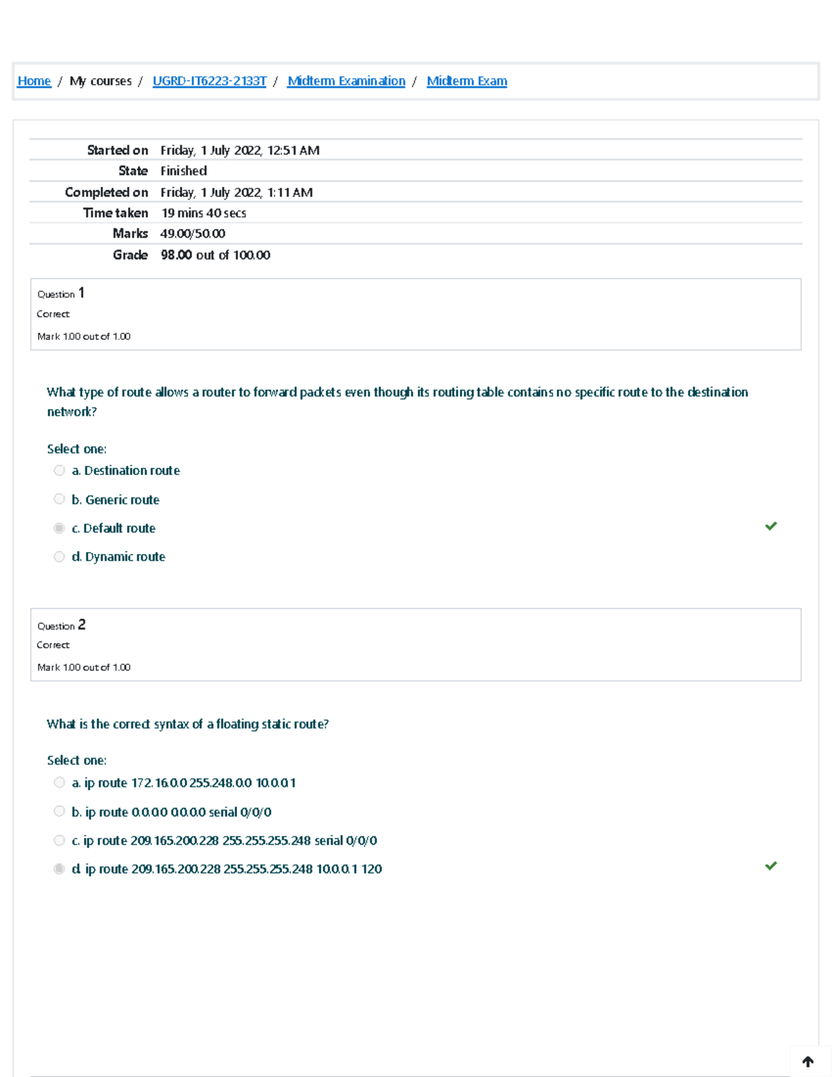 Datacomm 2 midterm exam - Home/My courses/ UGRD-IT6223-2133T / Midterm ...