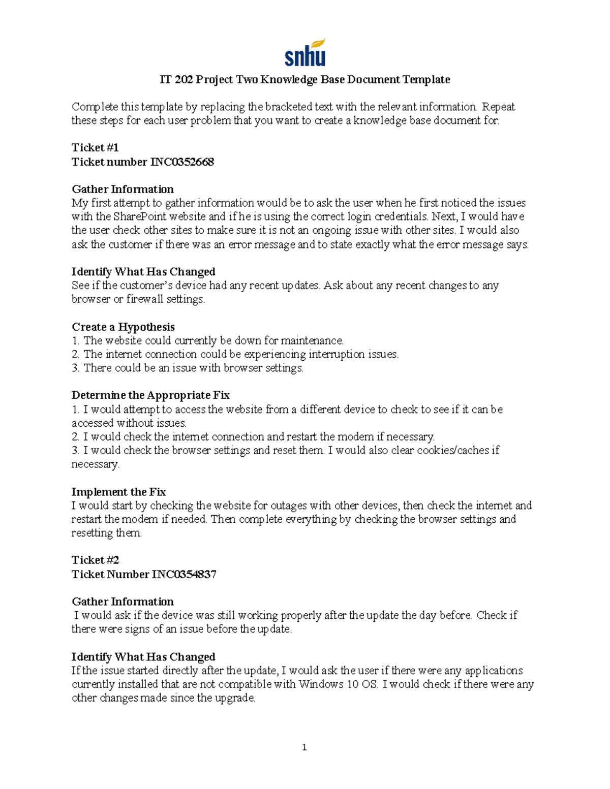 It 202 project 2 milestone it 202 project two knowledge base document