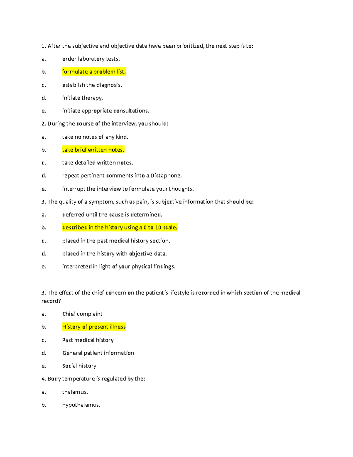 HA questions. The History and Interviewing Process - After the ...