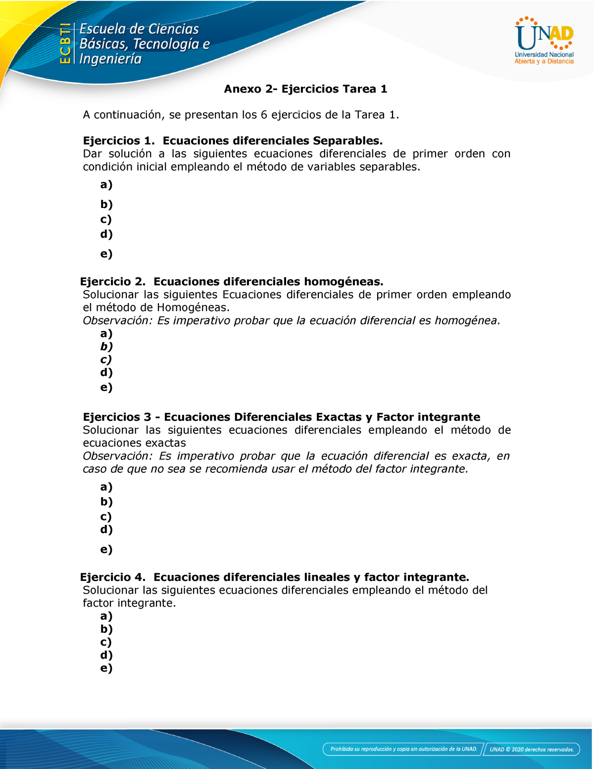 Anexo 2- Ejercicios Tarea 1 - Ejercicios 1. Ecuaciones Diferenciales ...