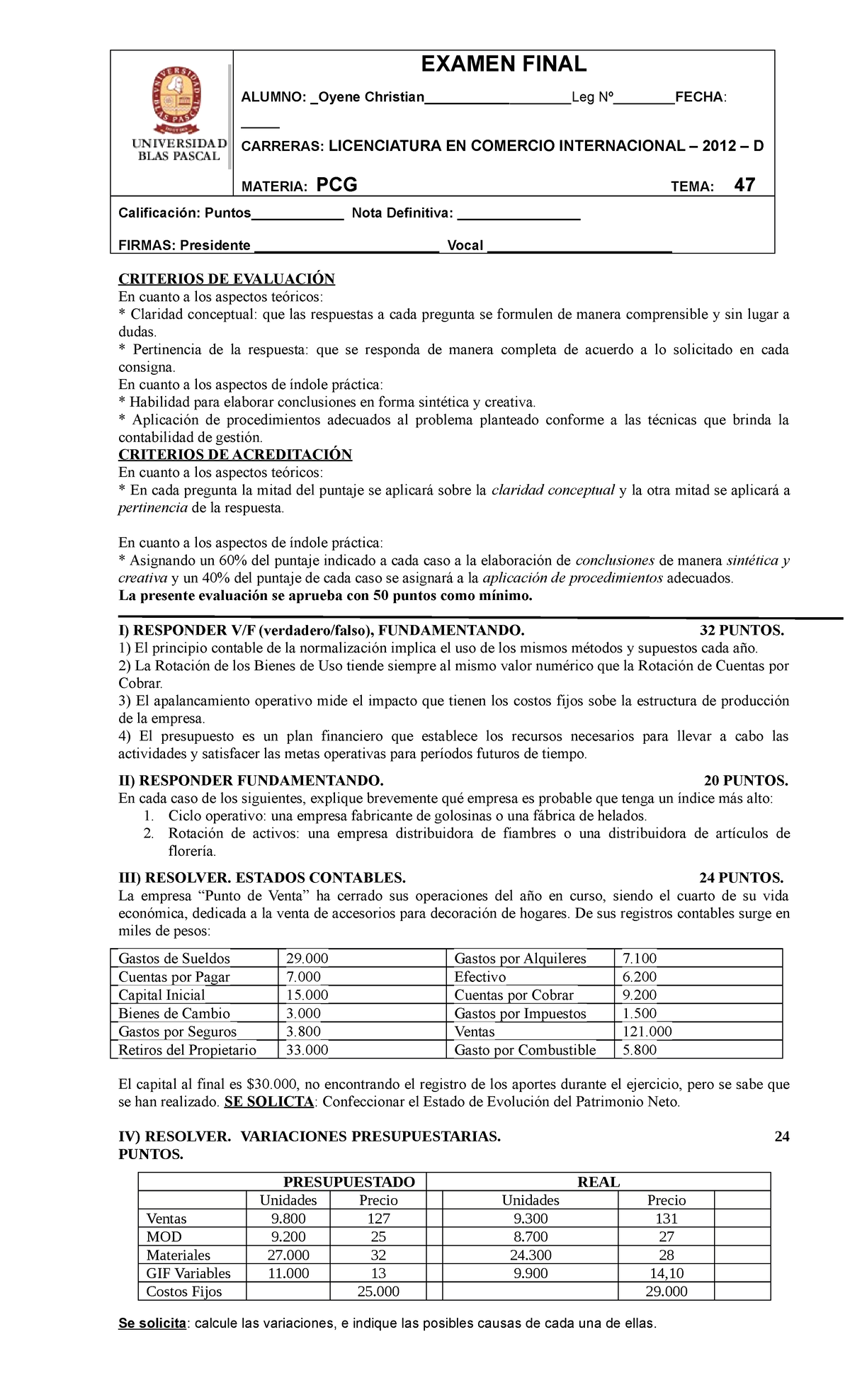 Modelo Final PCG 1 - EXAMEN FINAL ALUMNO: _Oyene Christian ...