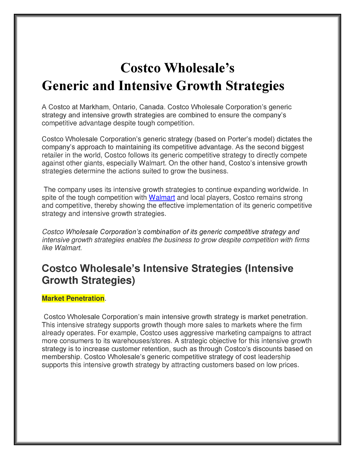 Costco Wholesale Pdf - Mba Preparations - Costco Wholesale’s Generic ...