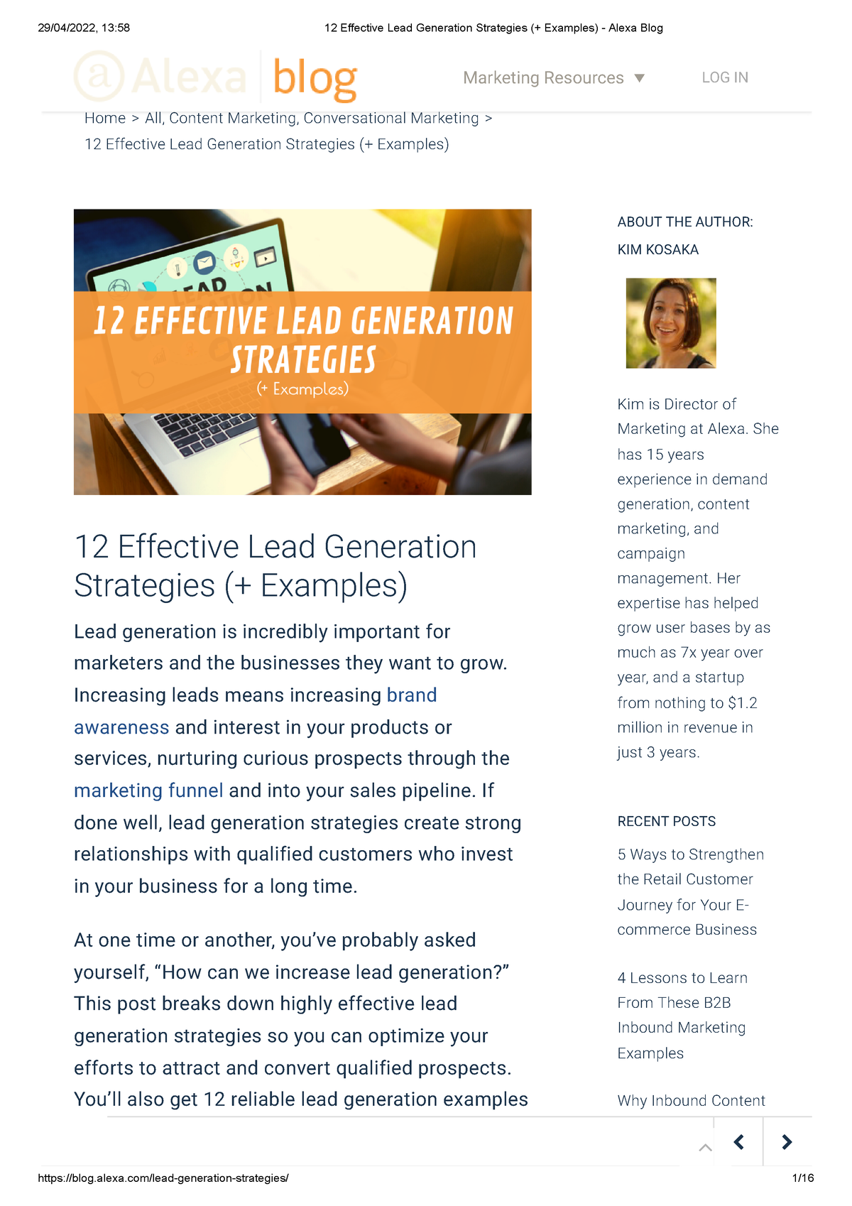 12 Effective Lead Generation Strategies (+ Examples) - Alexa Blog - 12 ...