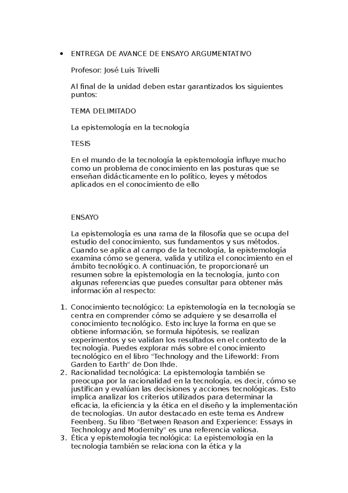Entrega DE Avance DE Ensayo Argumentativo - Stefano Rojas Merma ...