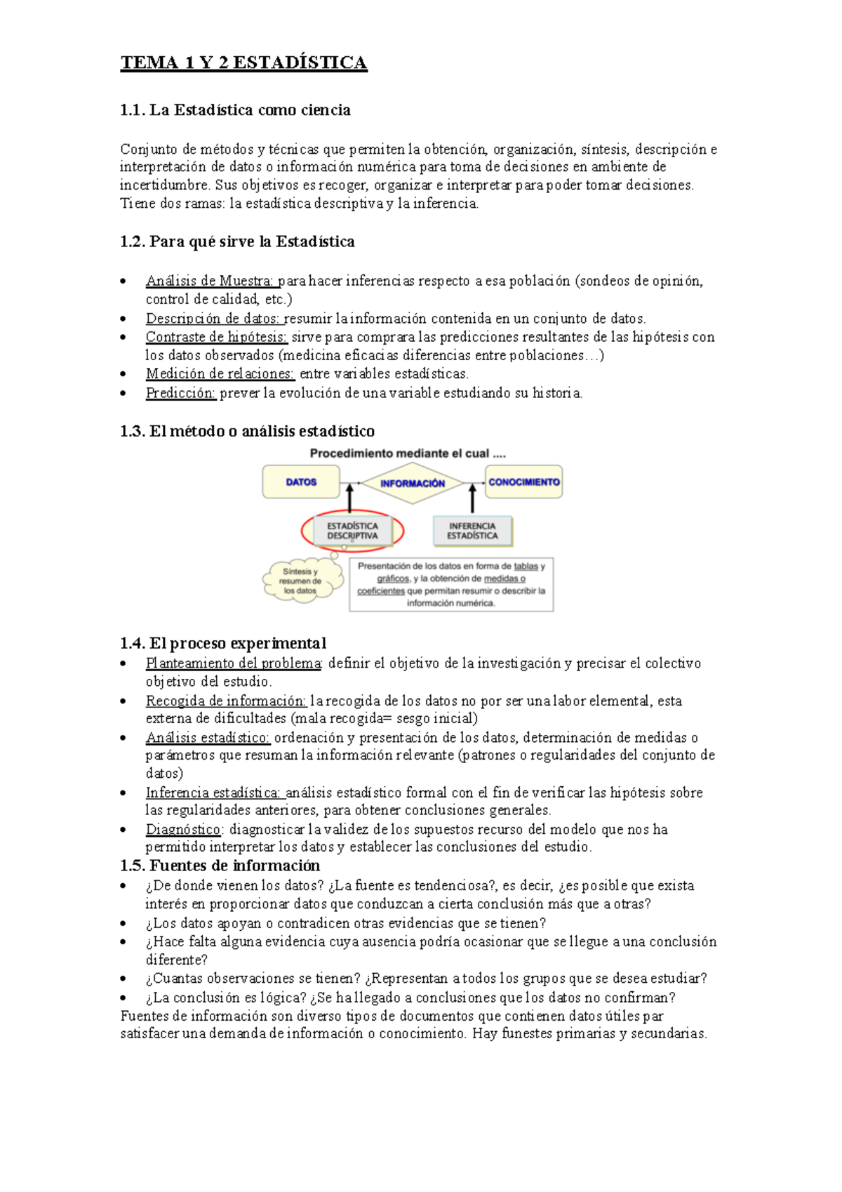 TEMA 1 Y 2 Merged - Apuntes - TEMA 1 Y 2 ESTADÍSTICA 1. La Estadística ...