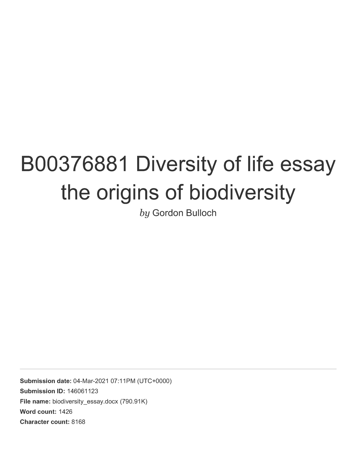 species diversity essay