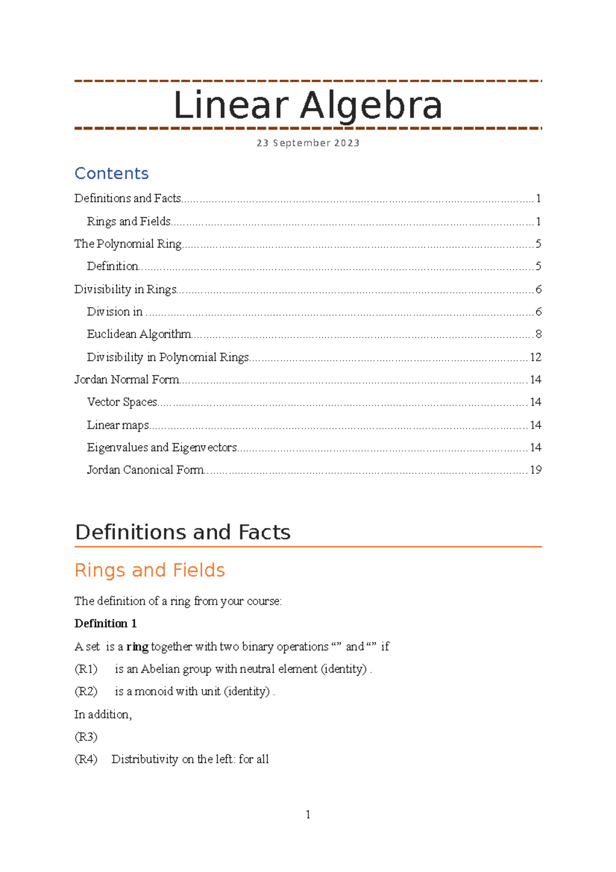 Linear Algebra Tutoring 23 September Linear Algebra 23 September 2023