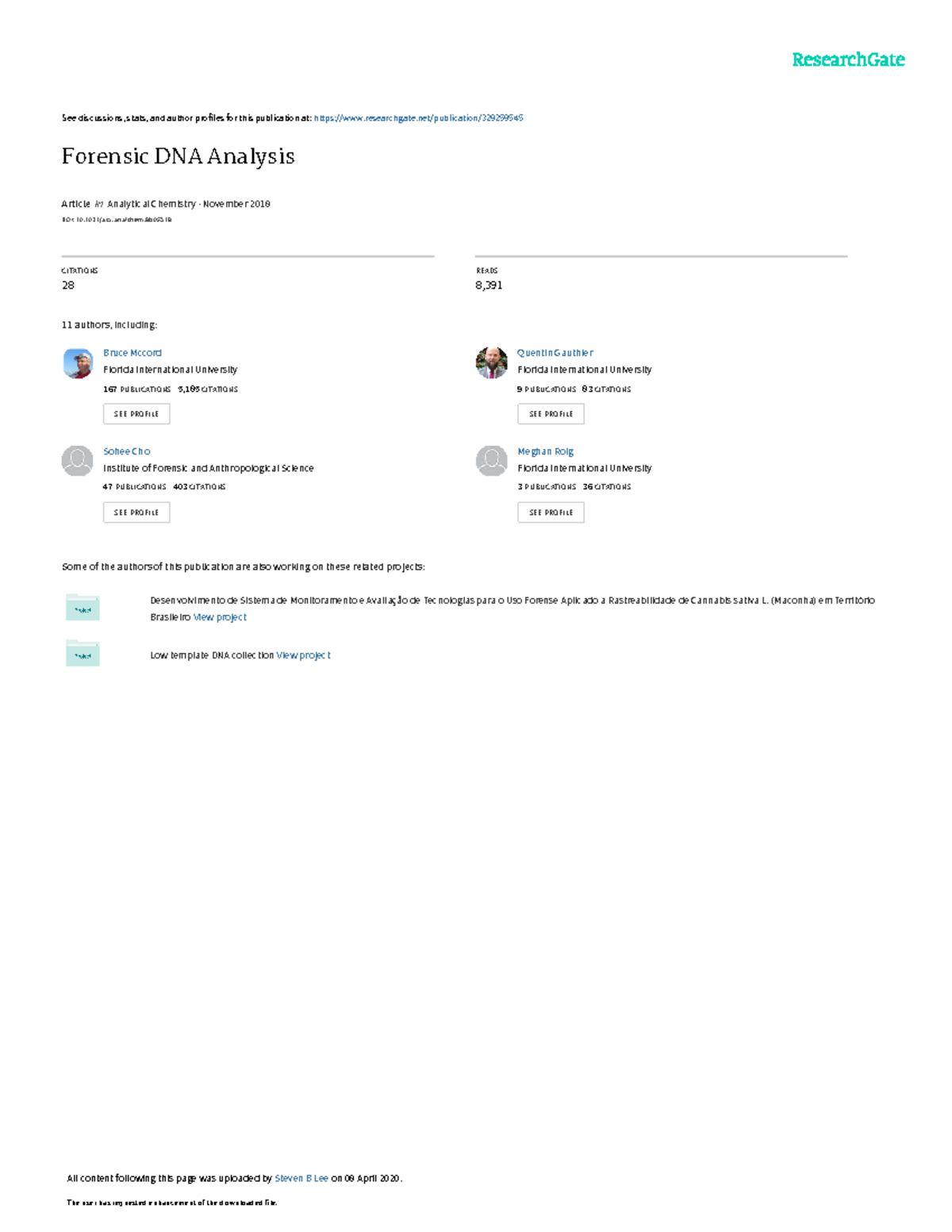 Forensic DNAAnalysisonlineversion - See discussions, stats, and author ...