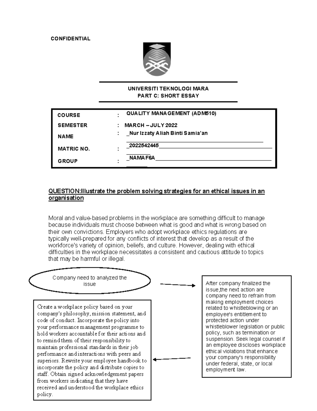 ADM510 Final TEST - CONFIDENTIAL UNIVERSITI TEKNOLOGI MARA PART C ...