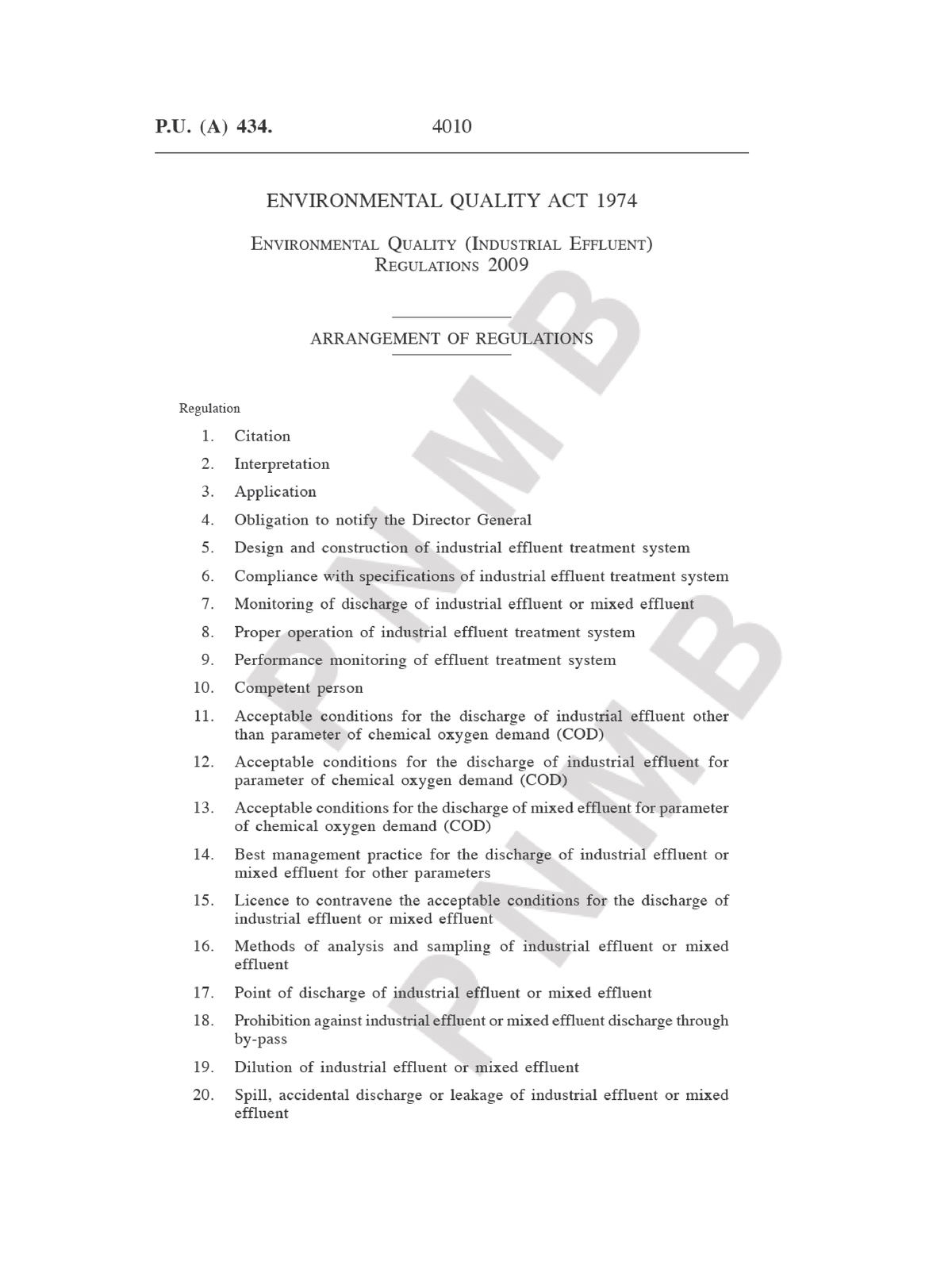 Environmental Quality Industrial Effluent Regulations 2009 - P ...