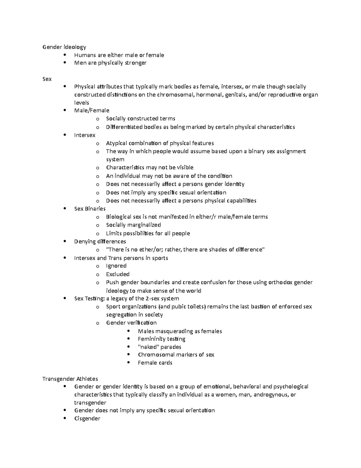 Module 1 Intersex trans athletes - Gender ideology Humans are either ...