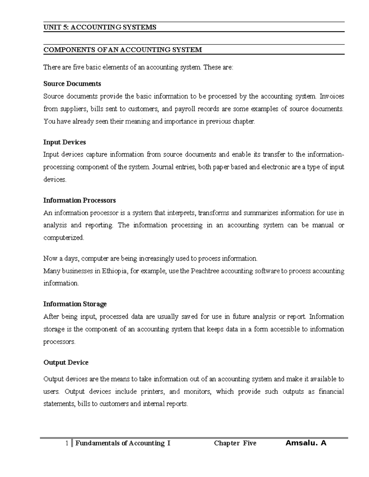 Principle of Accounting 1 - Chapter 5 0 - UNIT 5: ACCOUNTING ...