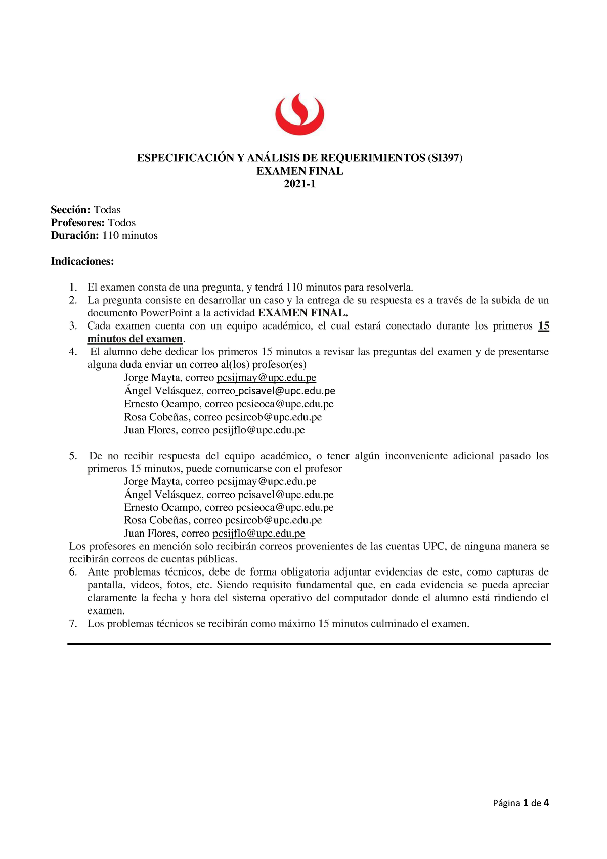 Examen Final SI 397-Caso1 - ESPECIFICACIÓN Y ANÁLISIS DE REQUERIMIENTOS ...