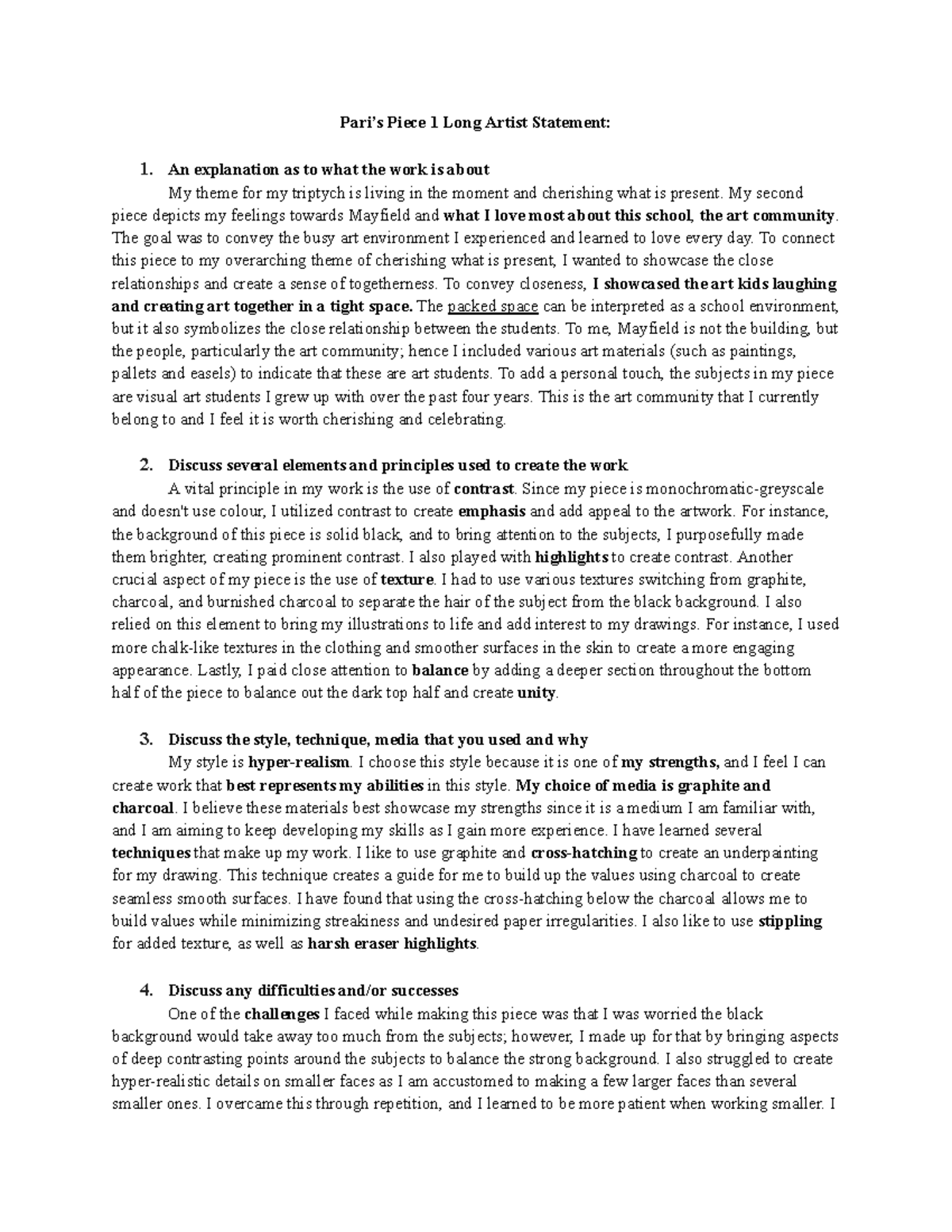 Artwork Piece Long-Artists Statement - Pari’s Piece 1 Long Artist ...