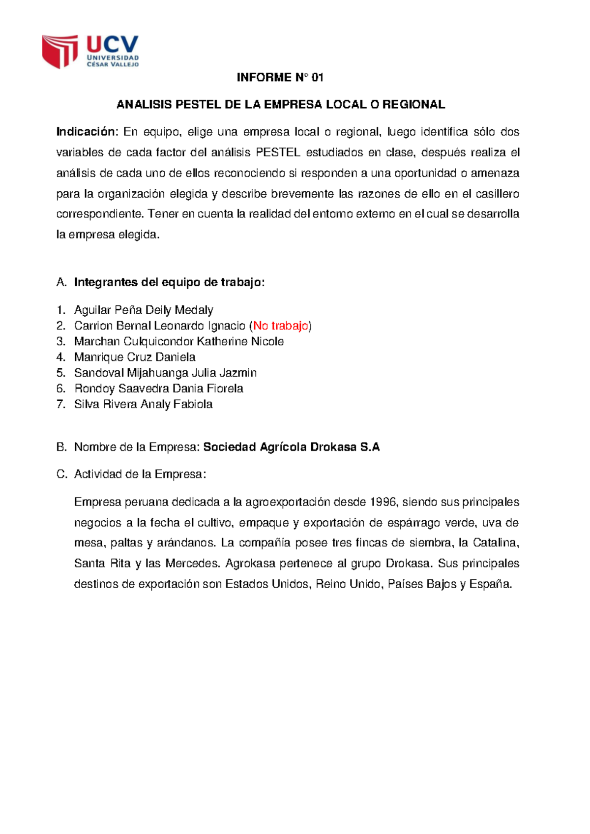 Analisis+ Pestel+DE+LA+ Empresa+ Drokasa+S.A - INFORME N° 01 ANALISIS ...