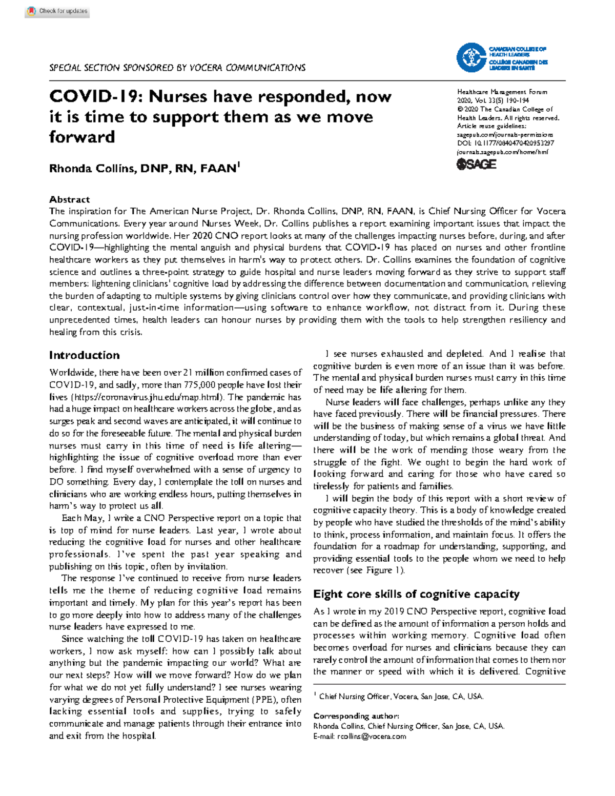 Covid 19 Nurses have responded now it is time to support them as we ...