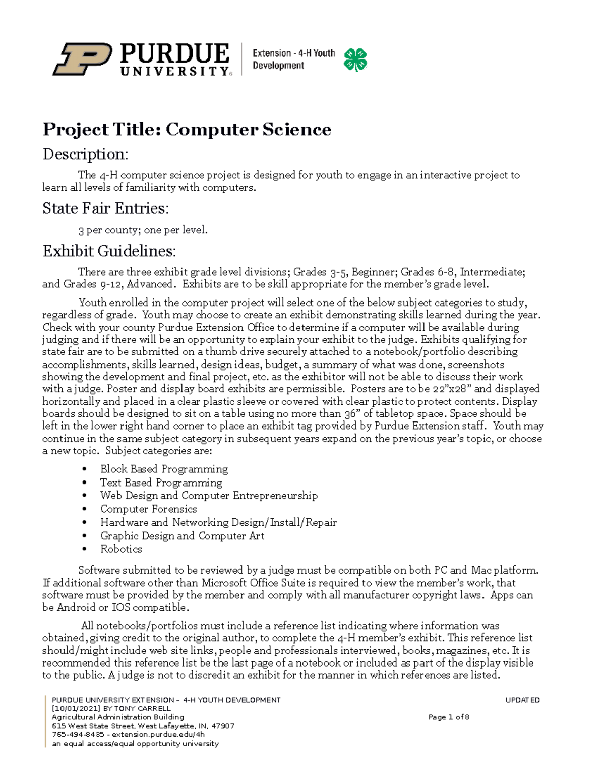 Computer science exhibit guidelines - Project Title: Computer Science ...