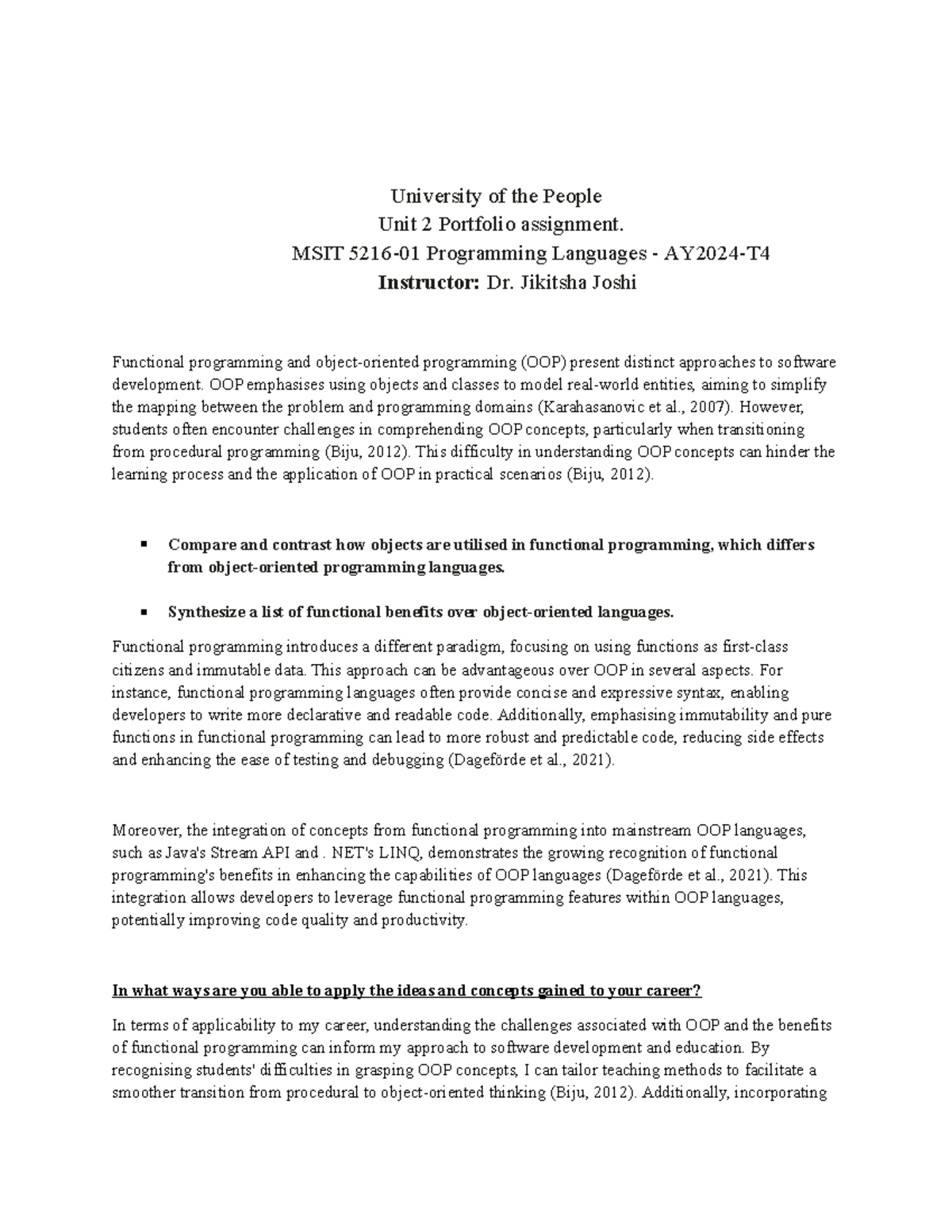 Portfolio assignment - MSIT 5216-01 Programming Languages - AY2024-T ...