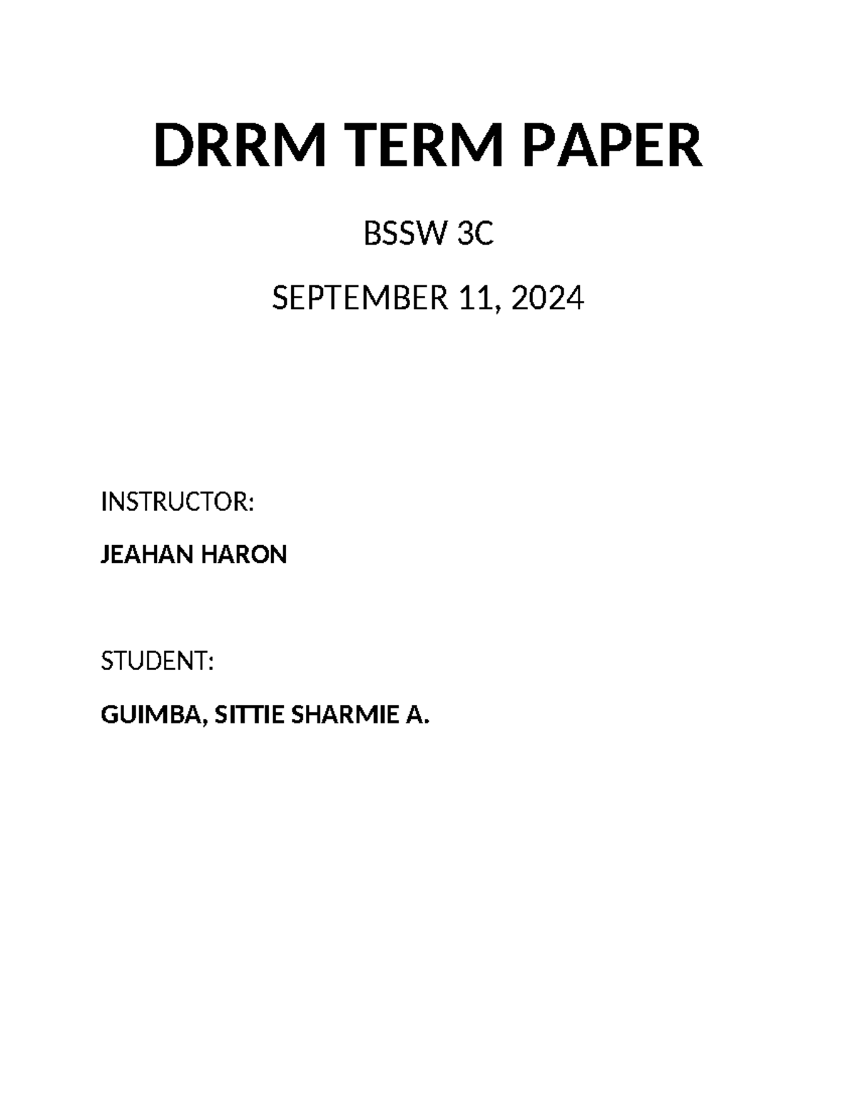 DRRMWPS Office DRRM TERM PAPER BSSW 3C SEPTEMBER 11, 2024
