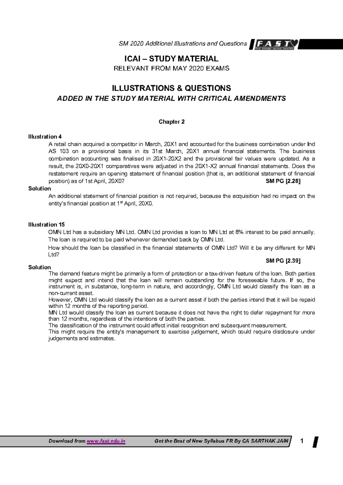 CA Final FR NEW SM Changes BY CA Sarthak JAIN 1 - ICAI – STUDY MATERIAL ...
