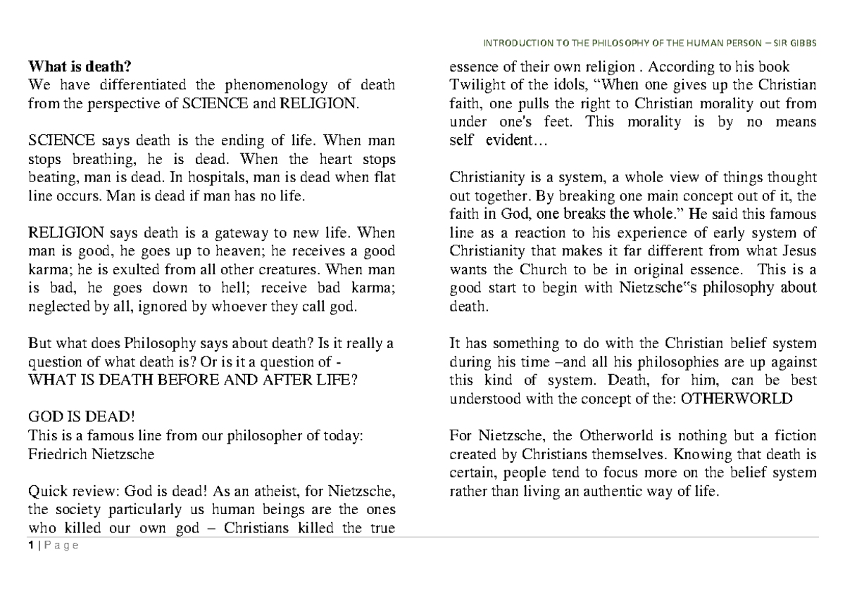 Modules-9-10 - Enjoy - What is death? We have differentiated the ...