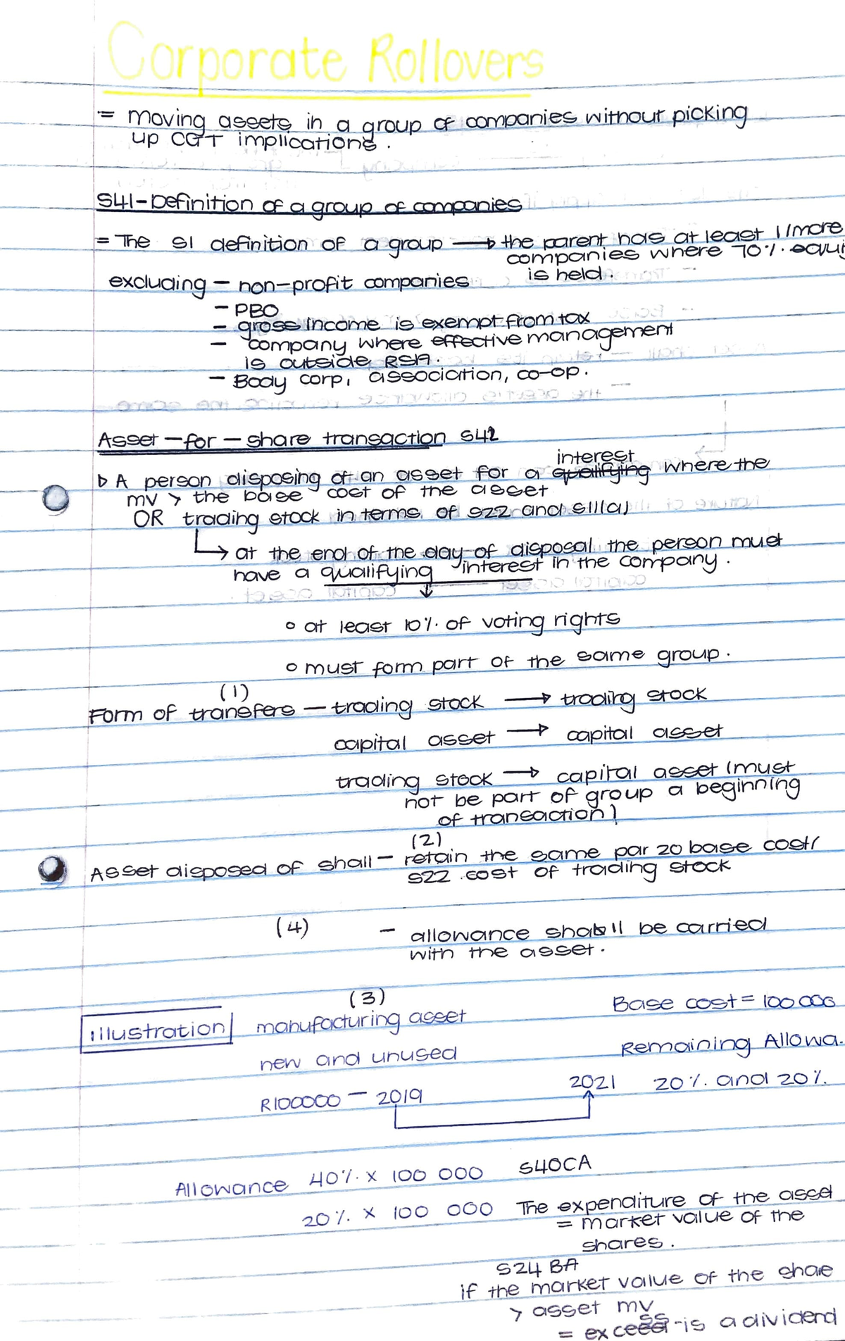 Corporate Rollovers - Tax summaries - 1 =- mavinup c T aei~imp,, ·h1 ...