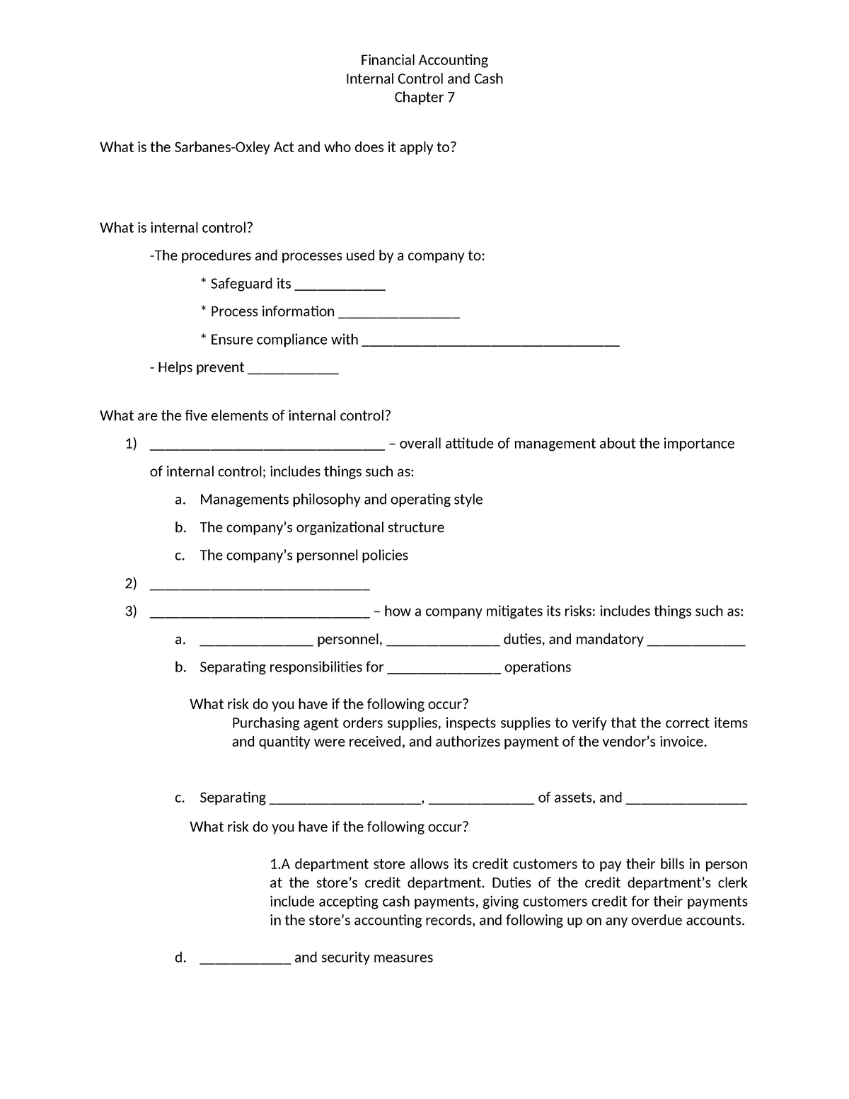 Chapter 7 - hhuhh - Financial Accounting Internal Control and Cash ...