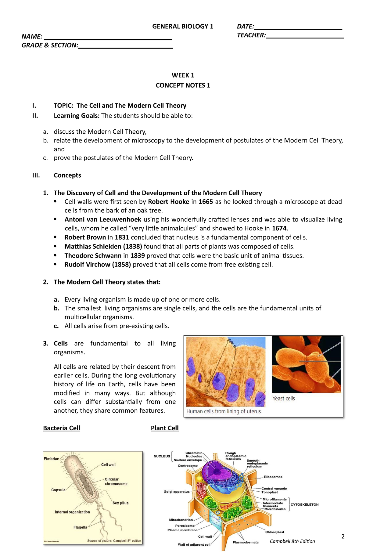 Concept- Notes-123 - GENERAL BIOLOGY 1 NAME: GRADE & SECTION: DATE ...