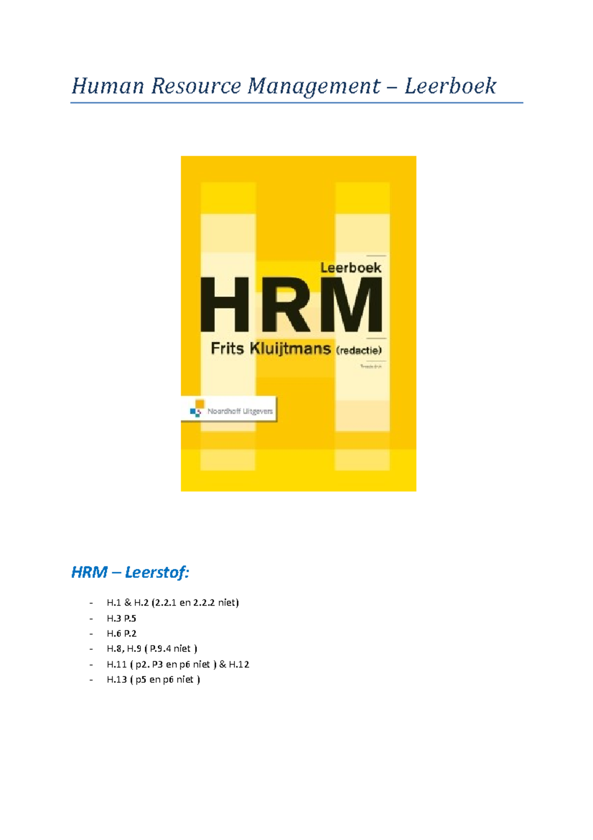 Human Resource Management - 2 En 2.2 Niet) H P H P H, H ( P.9 Niet ) H ...