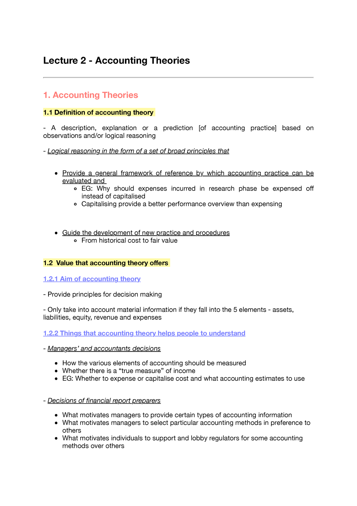 Lecture 2 - Accounting Theories - Lecture 2 - Accounting Theories 1 ...