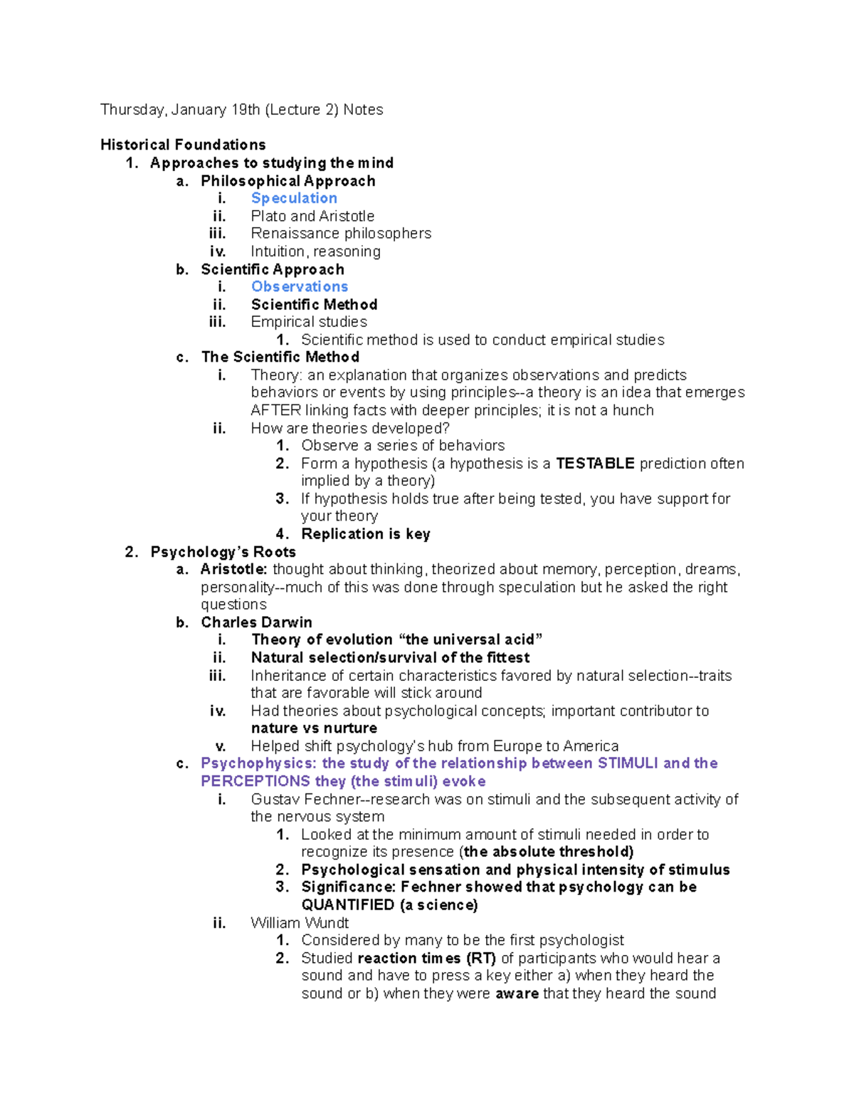 PSY 252 Lecture Notes - Thursday, January 19th (Lecture 2) Notes ...