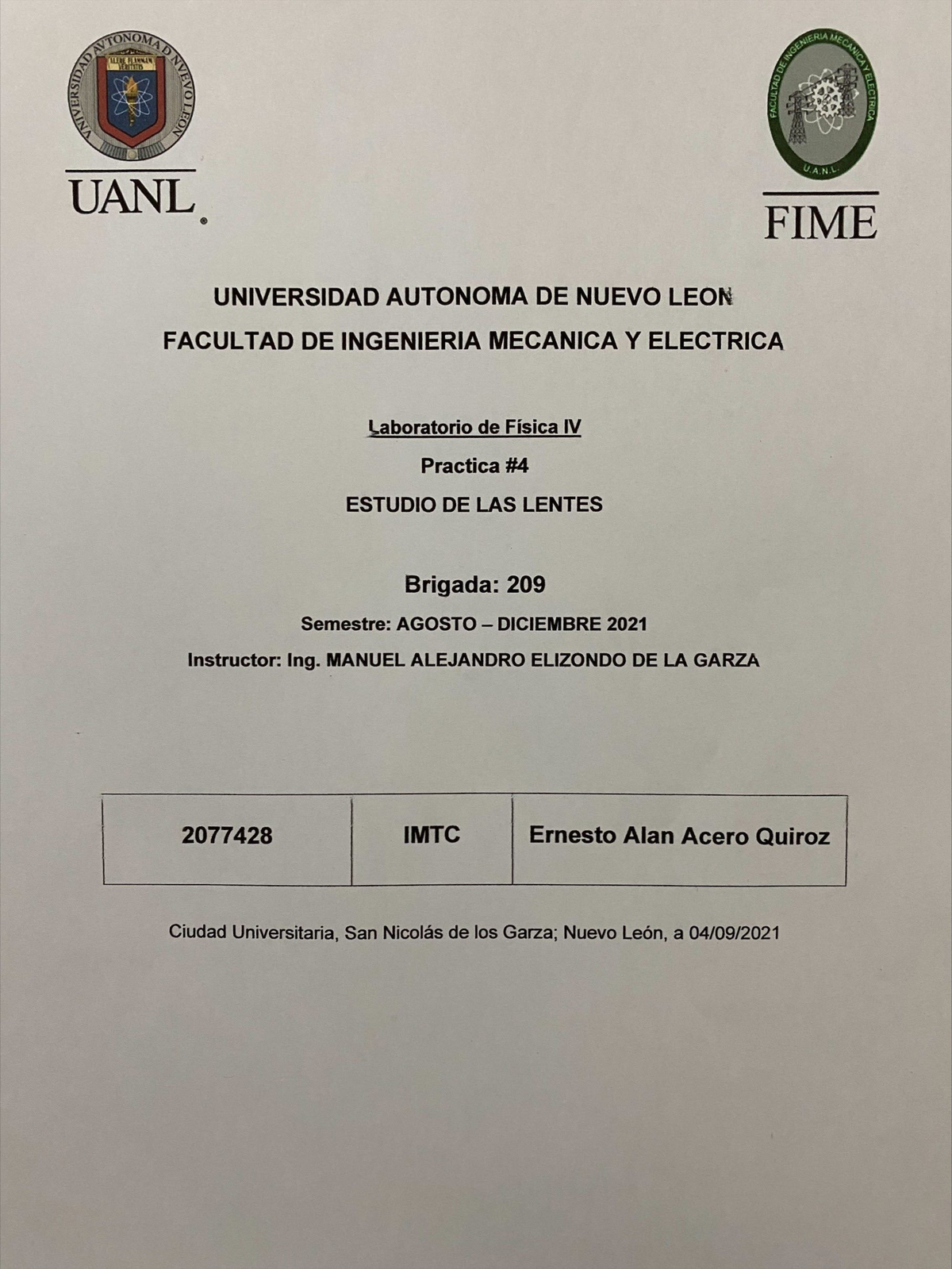 Práctica 4 - Lab. Física 4 - Laboratorio De Física - Studocu