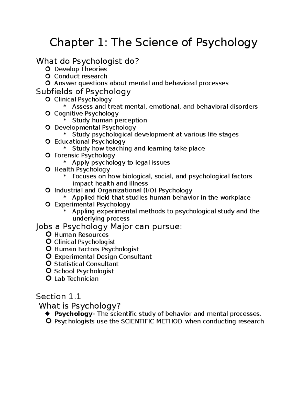 Chapter 1-the Science Of Psyc - PSYC 1101 - Studocu