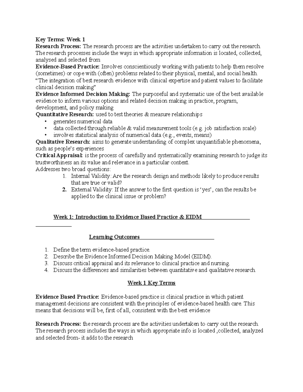 Research Key Terms - Key Terms: Week 1 Research Process: The research ...