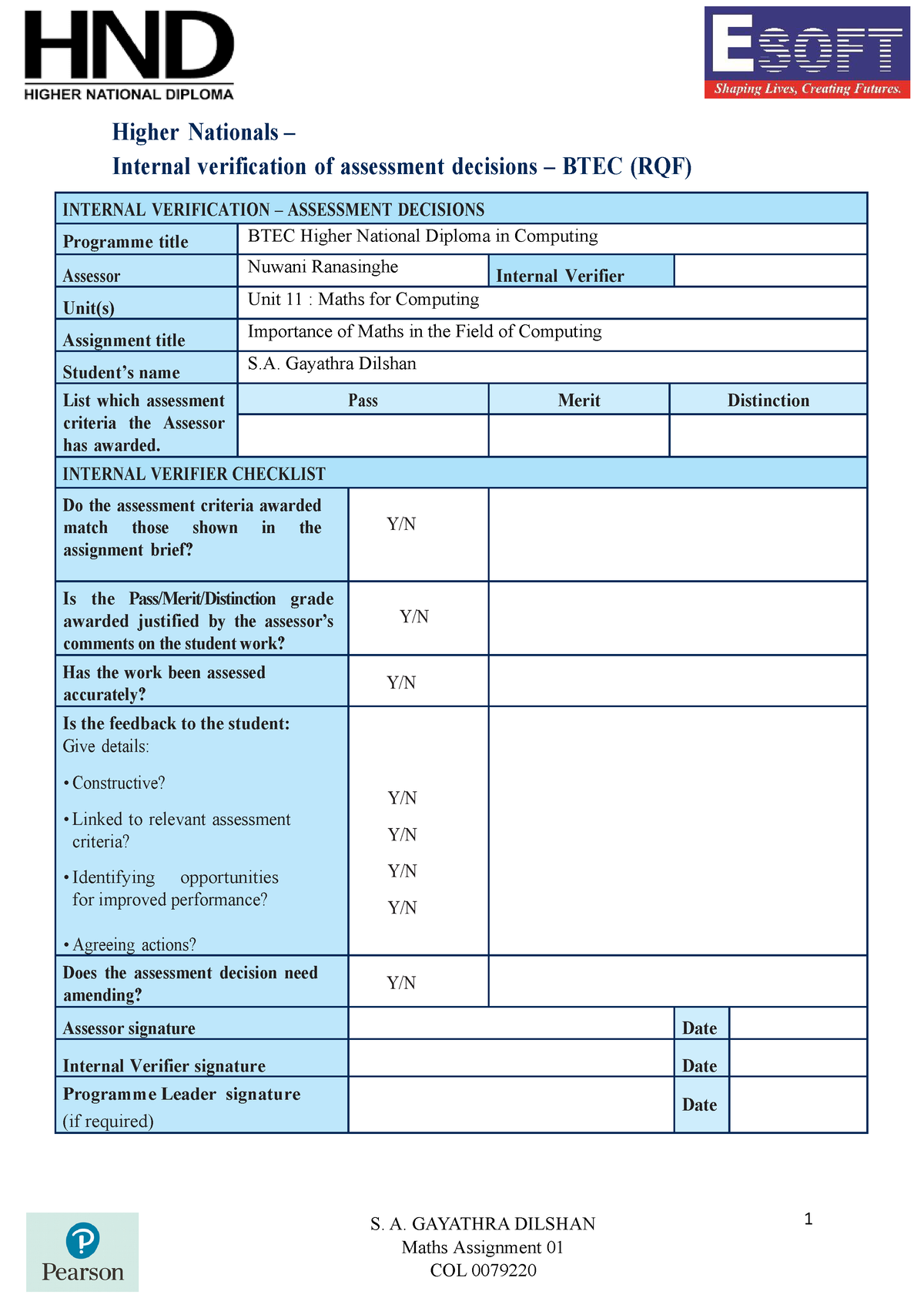 hnd assignment esoft