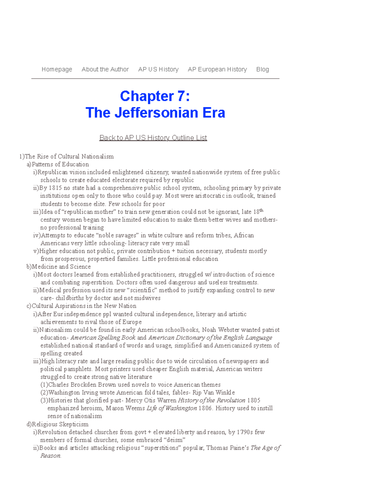 Chapter 7 The Jeffersonian Era - Homepage About The Author AP US ...