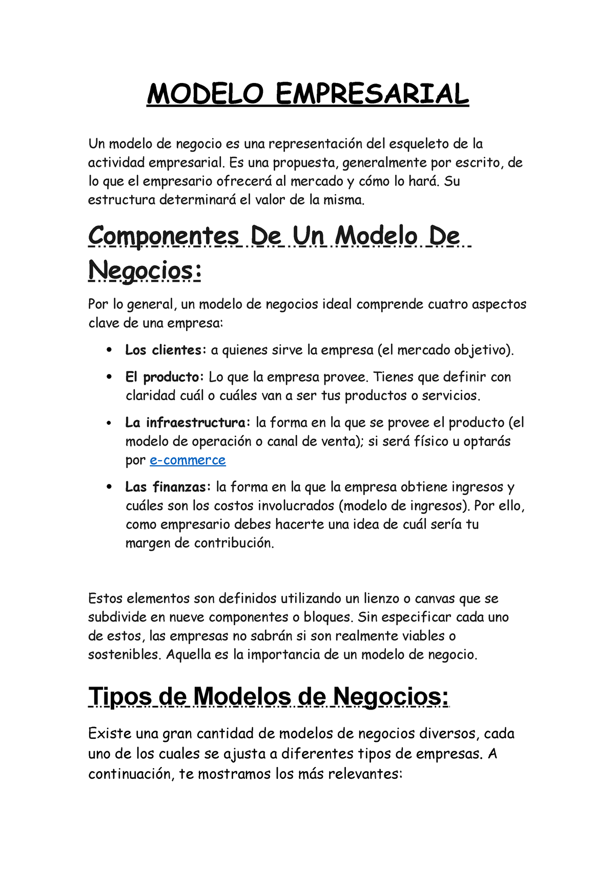 Modelo Empresarial - BBBBBBB - MODELO EMPRESARIAL Un Modelo De Negocio ...