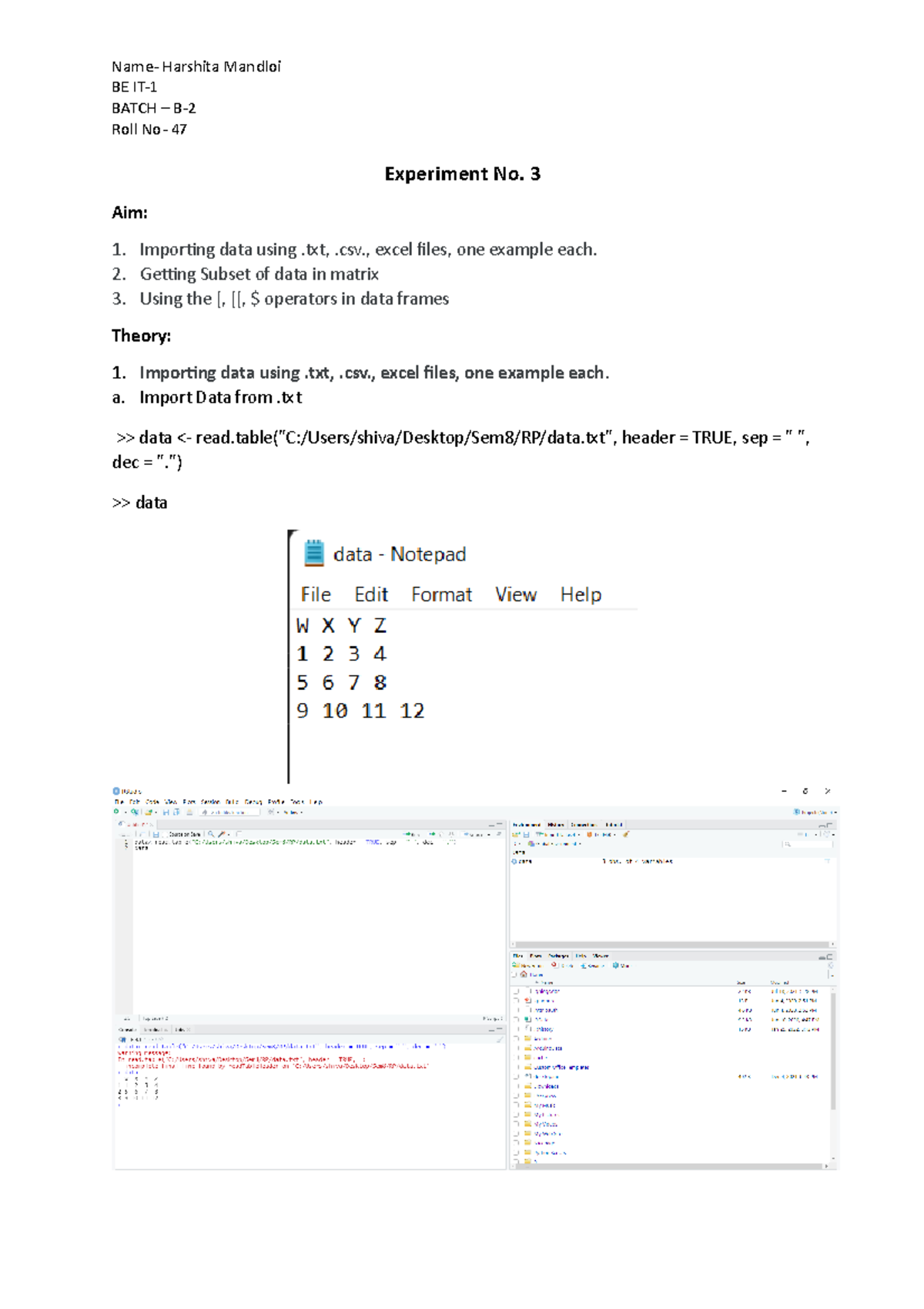 RP EXP-3 B-2 47 - RP Assignment-1 B-2 47 for R prgramming and easy ...