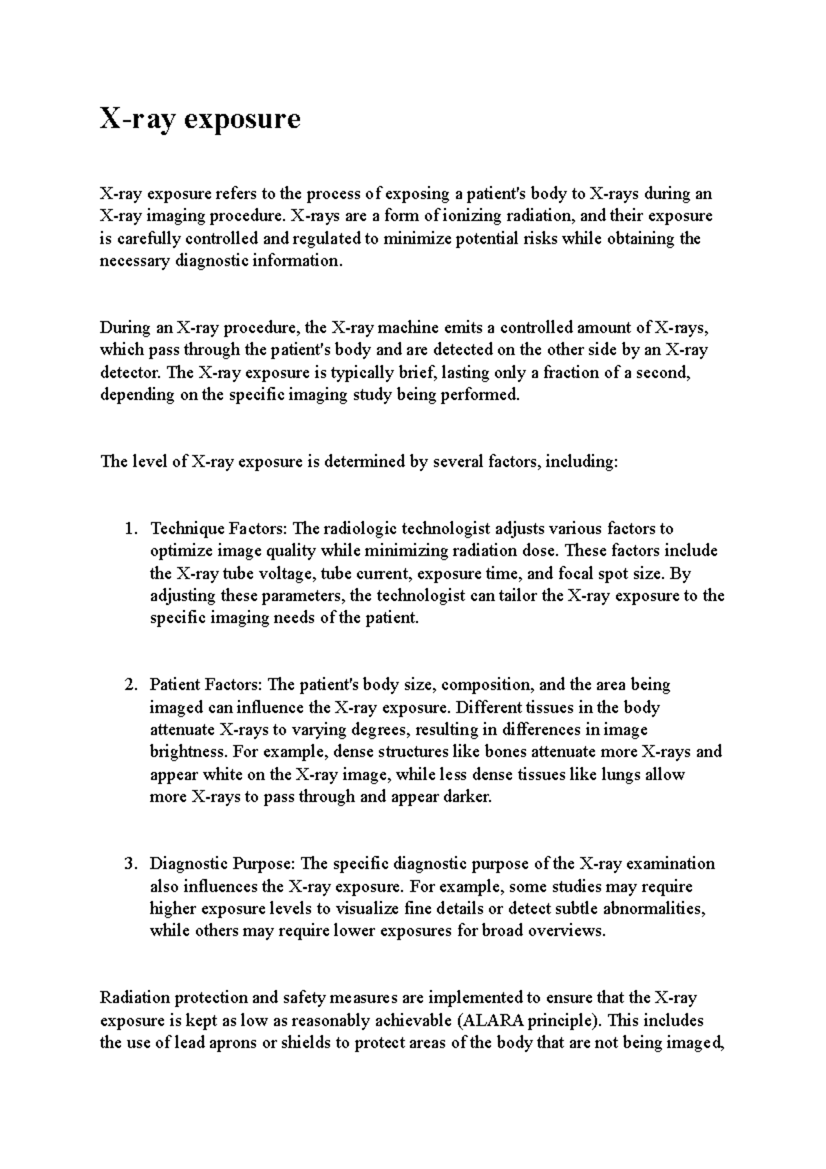 .Xray exposure Xray exposure Xray exposure refers to the process