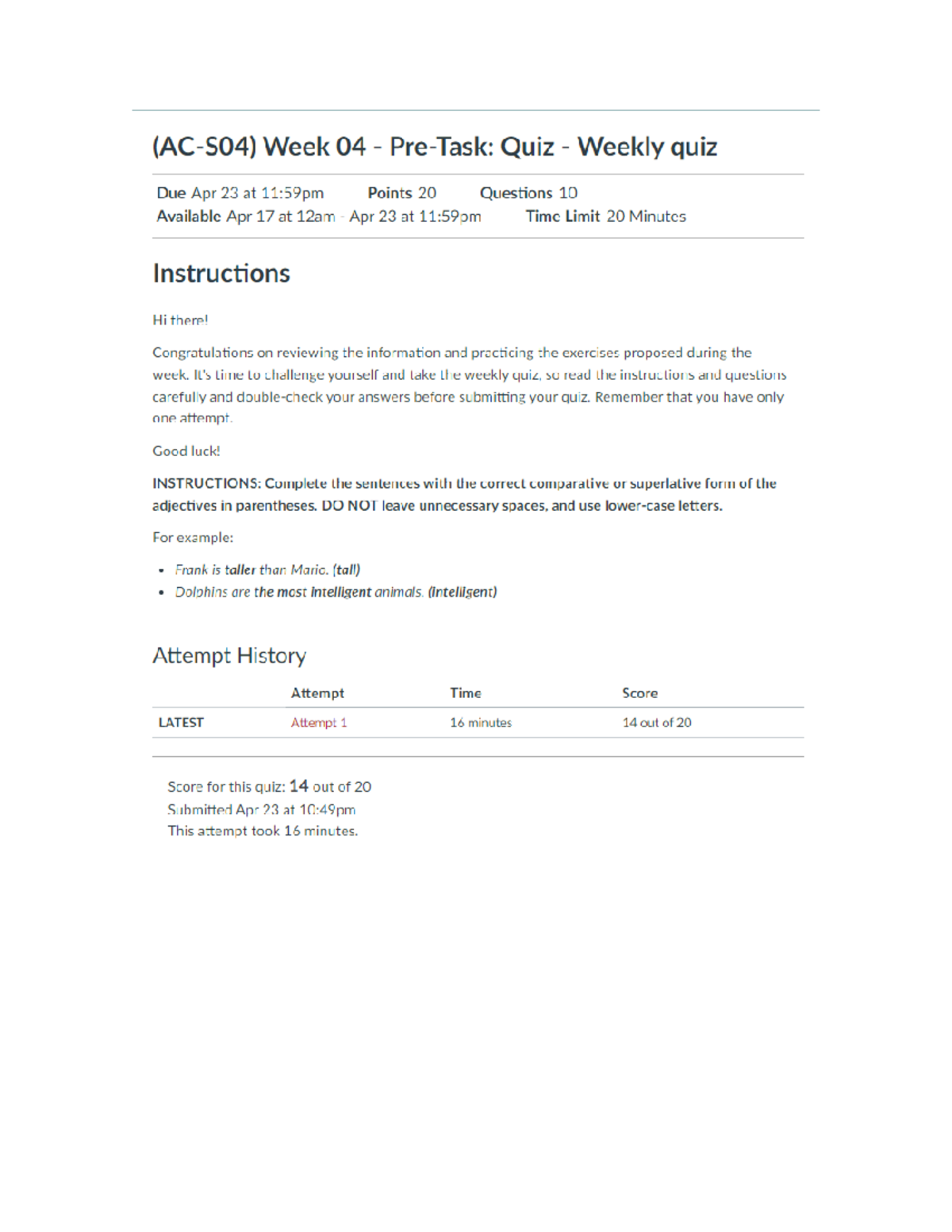 Ac S04 Week 04 Pre Task Quiz Weekly Quiz Ingles Iv Studocu Ac S04 Week 04 Pre Task Quiz Weekly Quiz Ingles Iv Studocu
