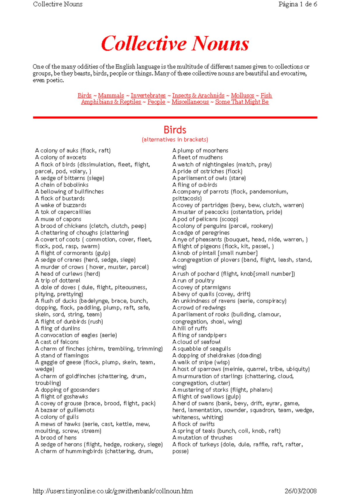 List of collective nouns - Collective Nouns One of the many oddities of ...