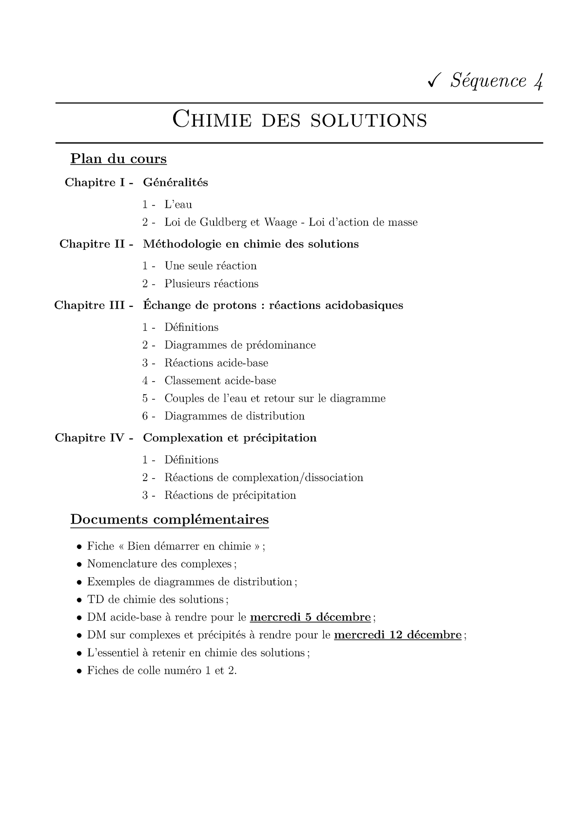 Cours S Chimie Des Solutions X S Quence Chimie Des Solutions Plan