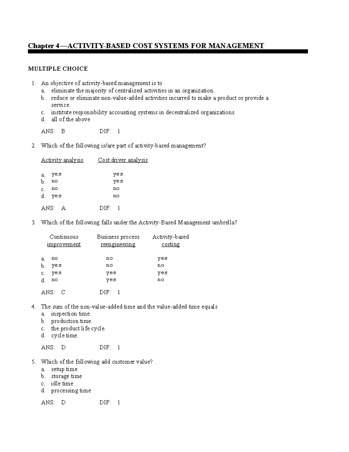 Chapter 4 Activity Based Cost Systems For Management Chapter 4 Activity Based Cost Systems Chapter 4 Activity Based Cost Systems For Management Chapter 4 Activity Based Cost Systems