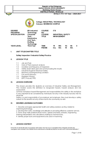 Module 5 ( Restaurant Service) - I. UNIT TITLE/CHAPTER TITLE Restaurant ...