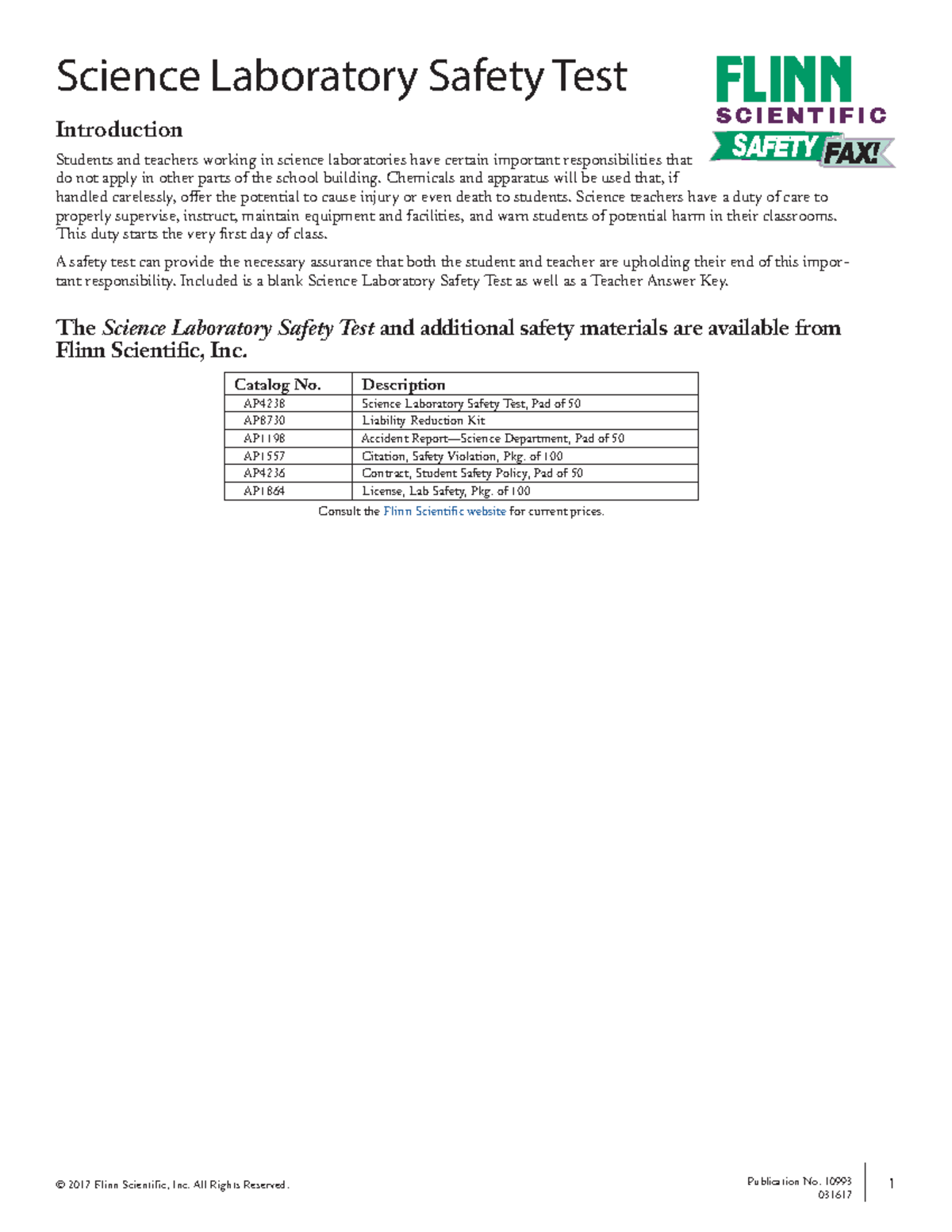 Laboratory Safety Test Introduction to Statistics University of the