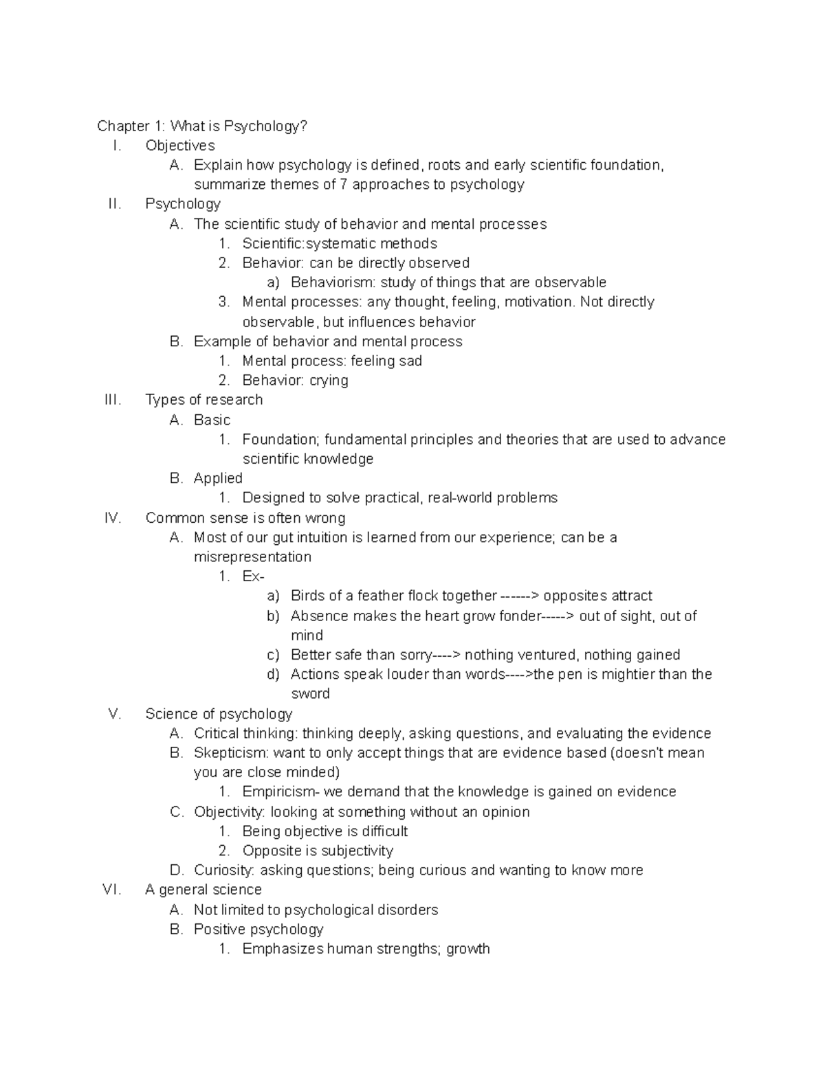 Psych Chapter Chapter What Is Psychology I Objectives A Explain How Psychology Is