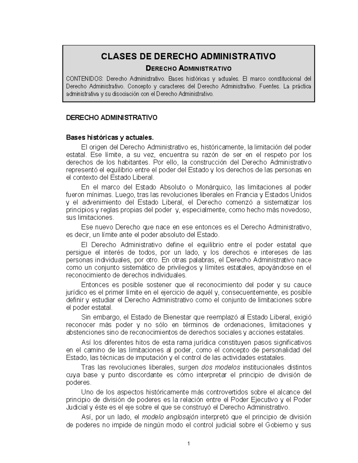 Derecho Administrativo Unidad 1b - CLASES DE DERECHO ADMINISTRATIVO ...