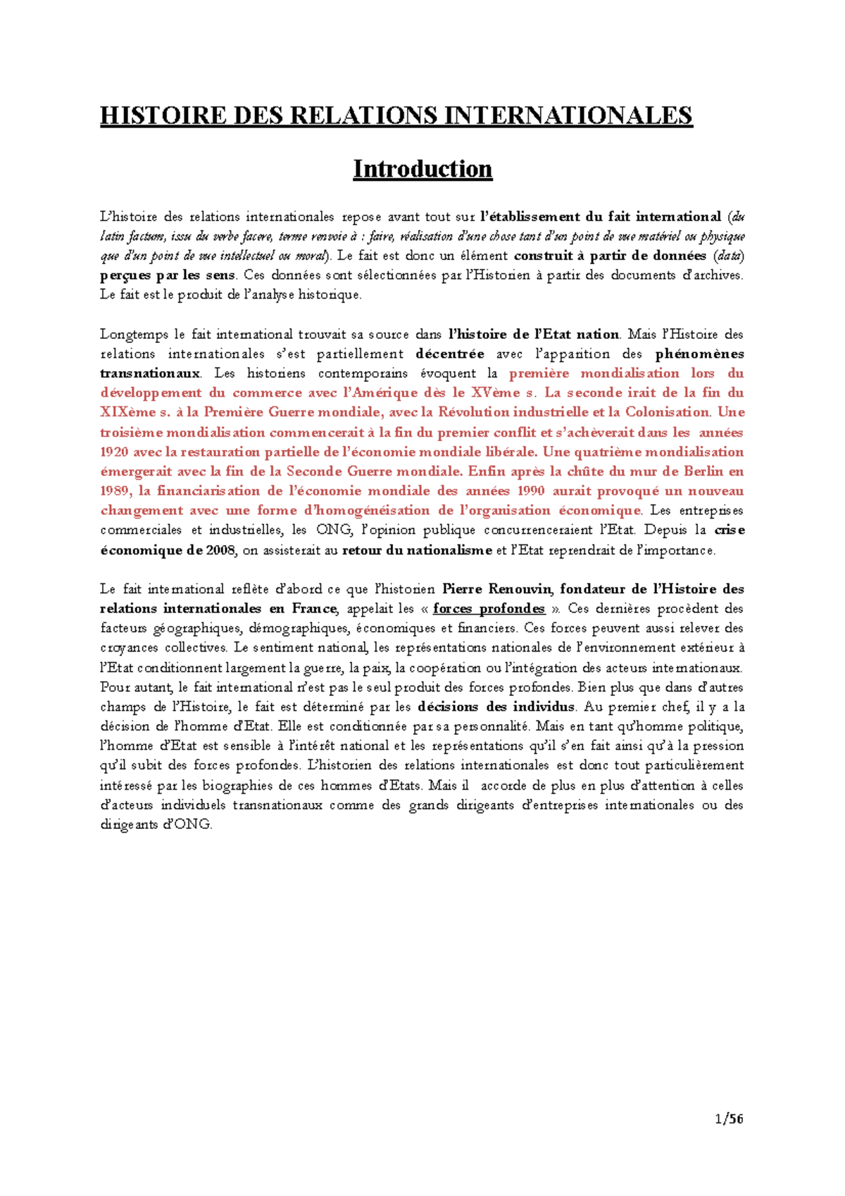 histoire des relations internationales - HISTOIRE DES RELATIONS ...